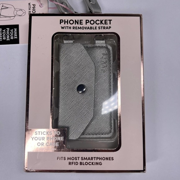 Nordstrom Silver Metallic Phone Pocket Crossbody Wallet Case RFID - Picture 2 of 10